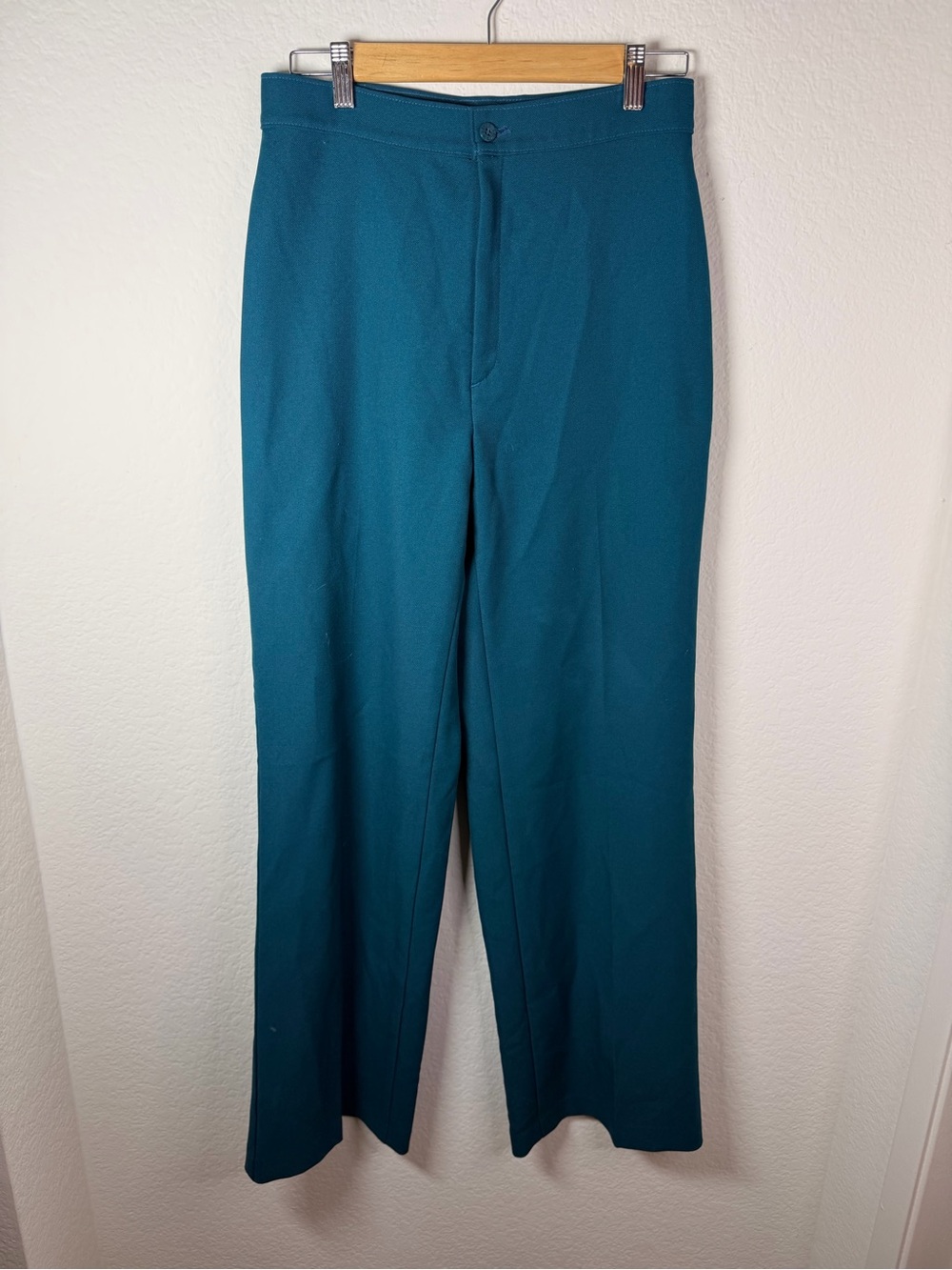 Vintage 1970s Levi’s Sta-Prest Black Tab High Rise Teal Trousers 30x32